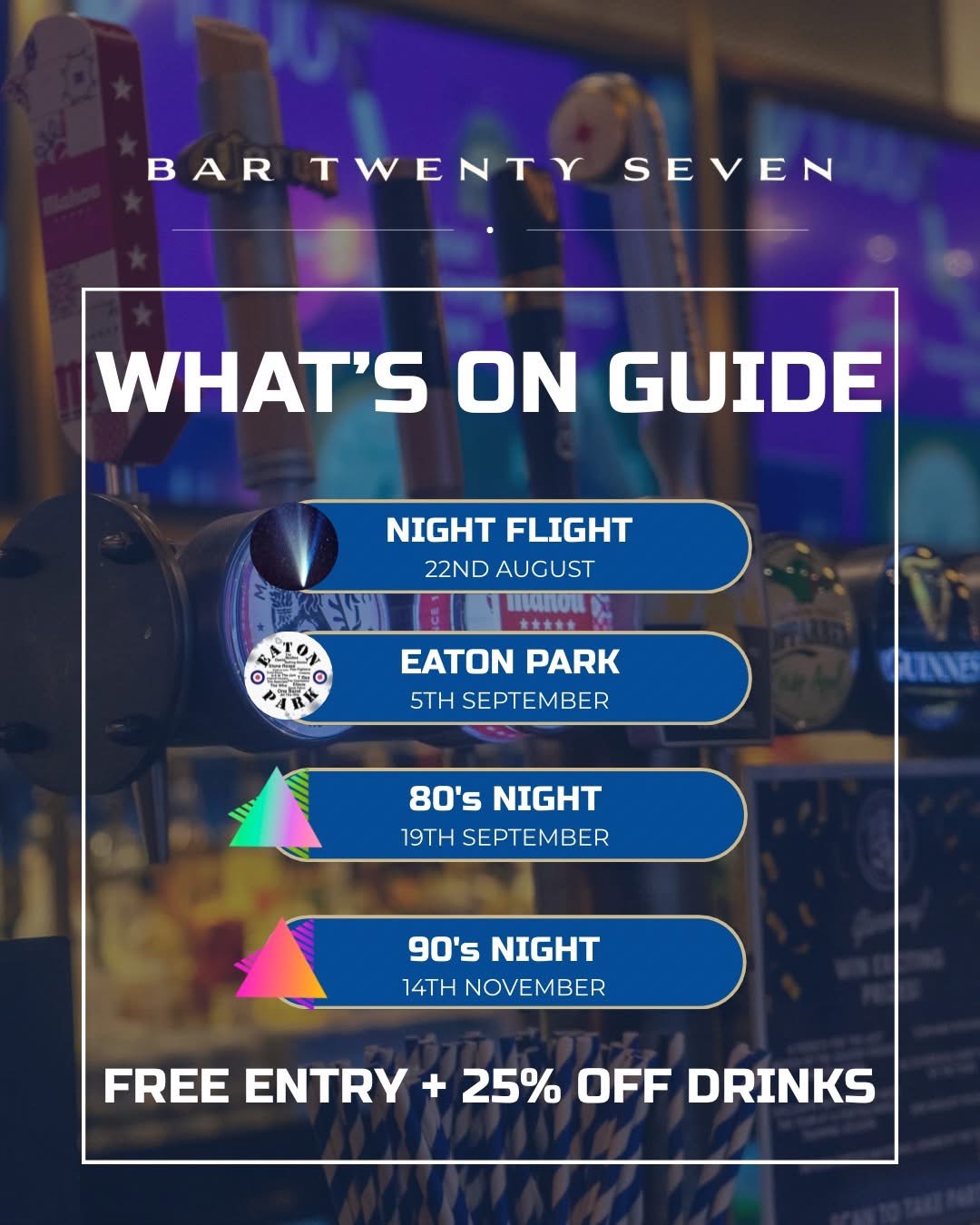 NIGHT FLIGHT SET TO VISIT BAR TWENTY SEVEN THIS COMING FRIDAY EVENING