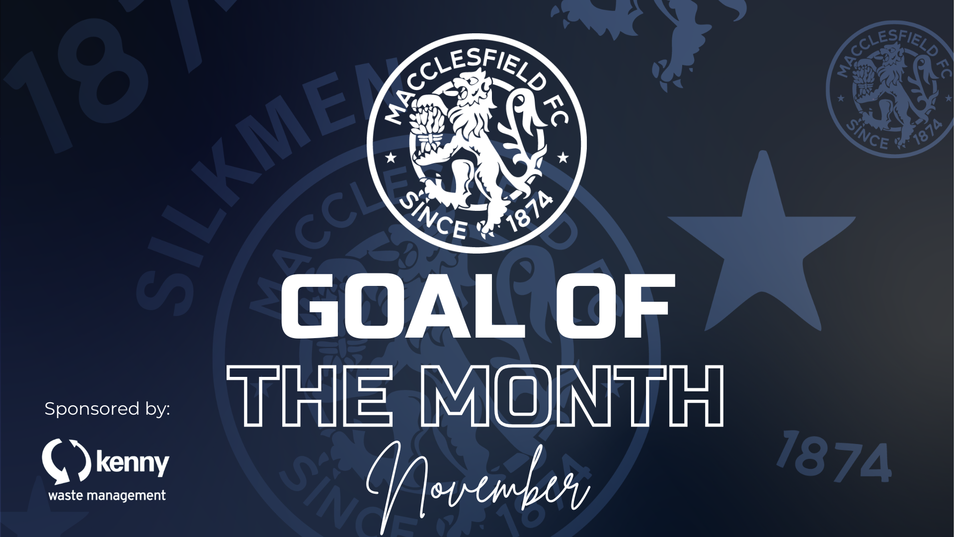 KENNY WASTE GOAL OF THE MONTH FOR NOVEMBER