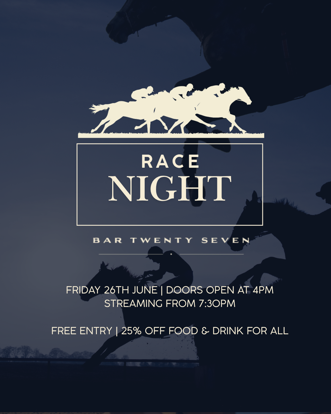 BAR TWENTY SEVEN TO HOST RACE NIGHT